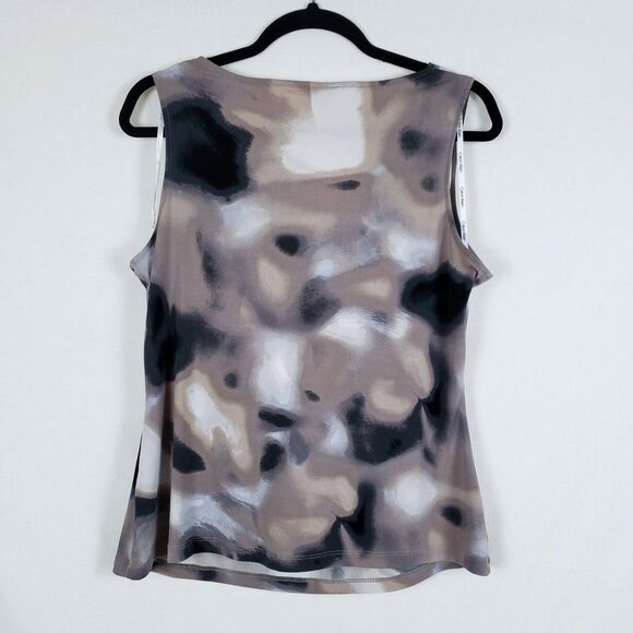 Calvin Klein Cowl Neck Top Womens L Brown Abstract Grunge Forest Fairy Y2K - Picture 6 of 11